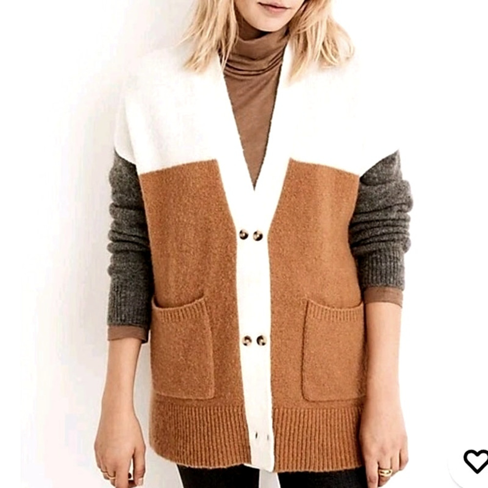 Madewell Allston Cardigan XS Sweater Pocket Earth Warm Neutral Colors XS Granola